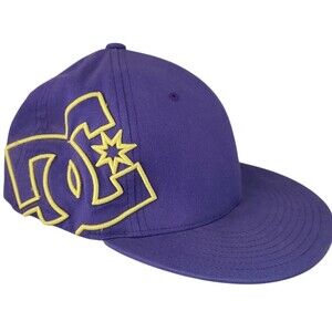 Y2K DC shoes skate skateboard flexfit baseball hat purple yellow size S/M